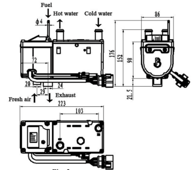 Belief coolant parking heater 5KW installation size